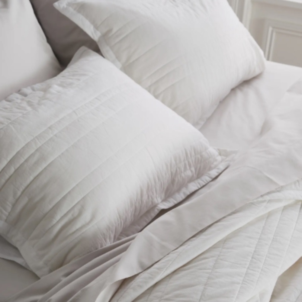 NWOT Organic Cotton Striped Stitch Quilted Pillow Shams